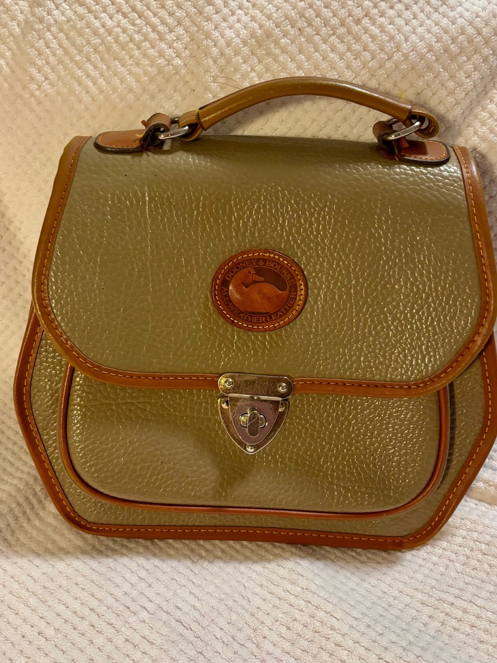 Dooney & Bourke Beige and Tan Pebble Leather Satchel